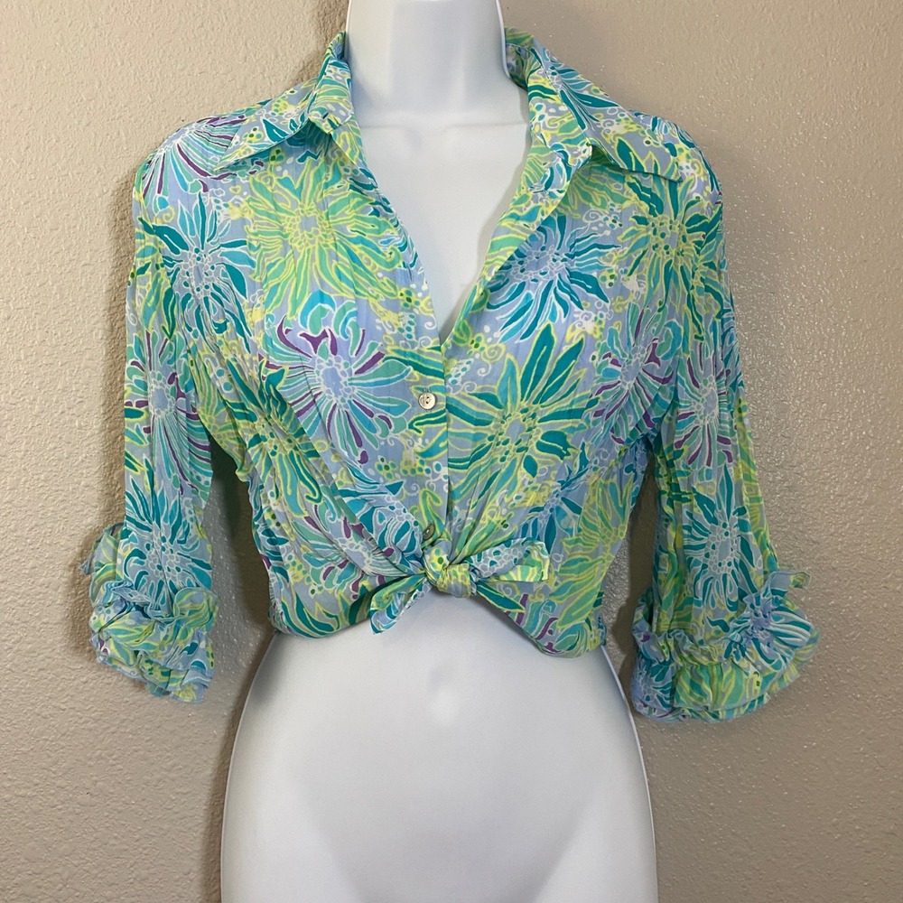 Blue‎ Y2K Top Small Summer Boho Mermaidcore Beach Vacation Cruise Bohemian Fairy